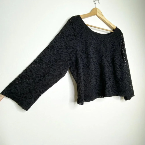 Lane Bryant Black Lace 3/4 Sleeve Crop Top Plus 22/24 Party Evening Date Night - Picture 3 of 10